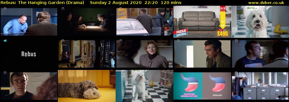 Rebus: The Hanging Garden (Drama) Sunday 2 August 2020 22:20 - 00:20