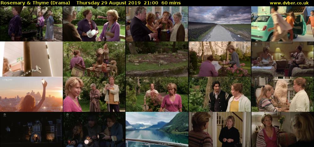 Rosemary & Thyme (Drama) Thursday 29 August 2019 21:00 - 22:00