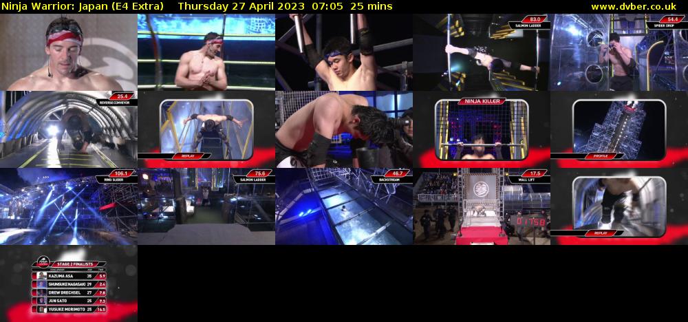 Ninja Warrior: Japan (E4 Extra) Thursday 27 April 2023 07:05 - 07:30