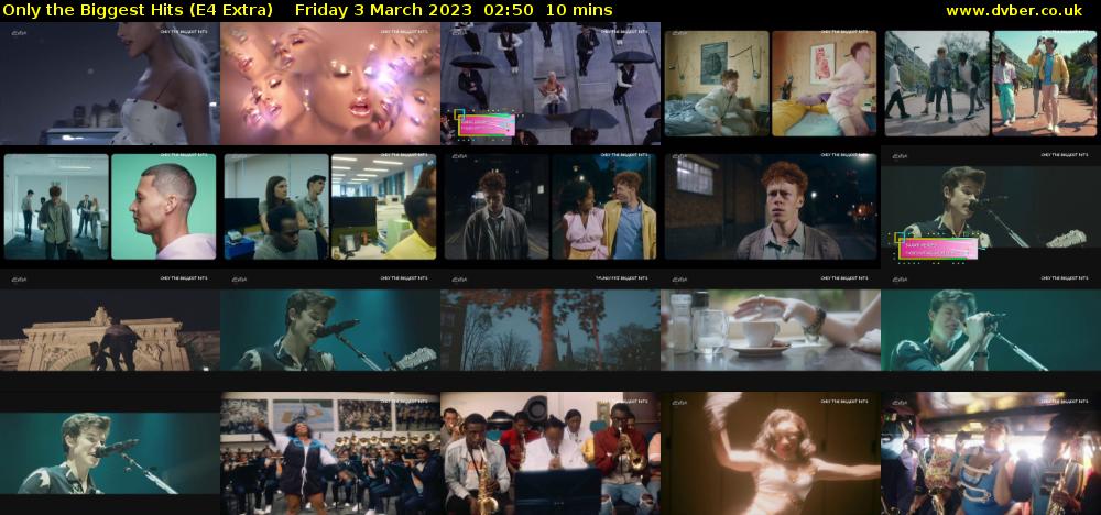 Only the Biggest Hits (E4 Extra) Friday 3 March 2023 02:50 - 03:00