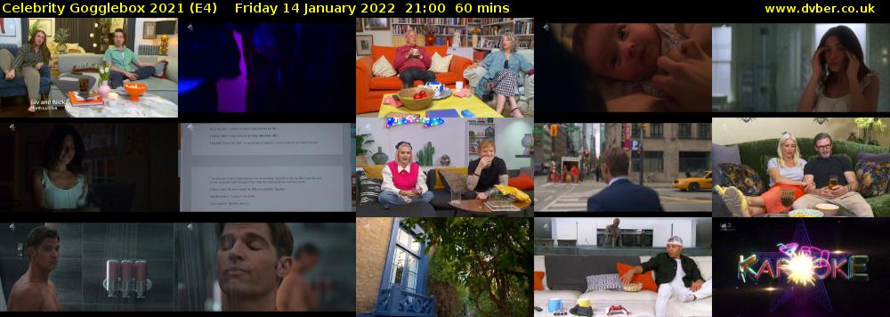Celebrity Gogglebox 2021 (E4) Friday 14 January 2022 21:00 - 22:00