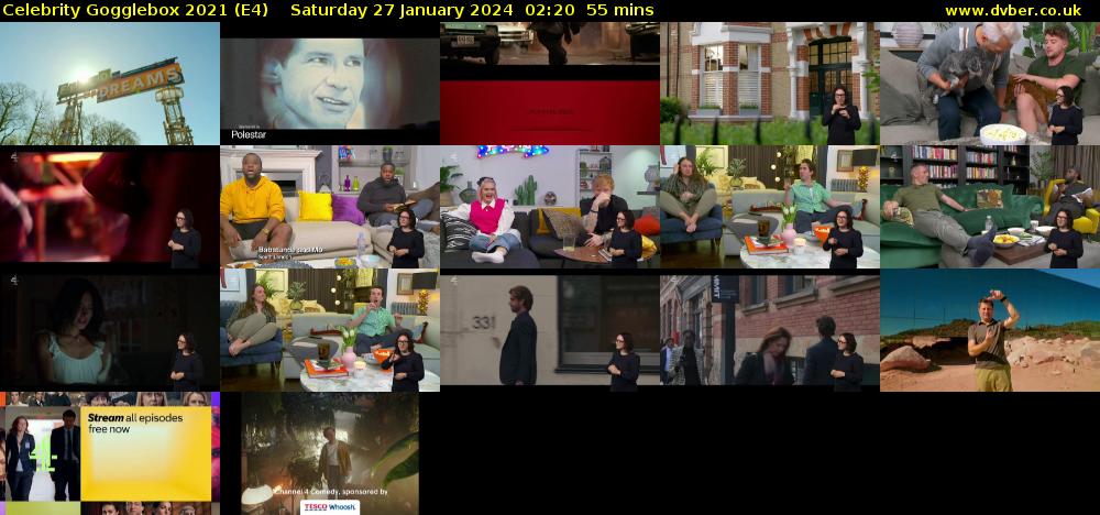 Celebrity Gogglebox 2021 (E4) Saturday 27 January 2024 02:20 - 03:15