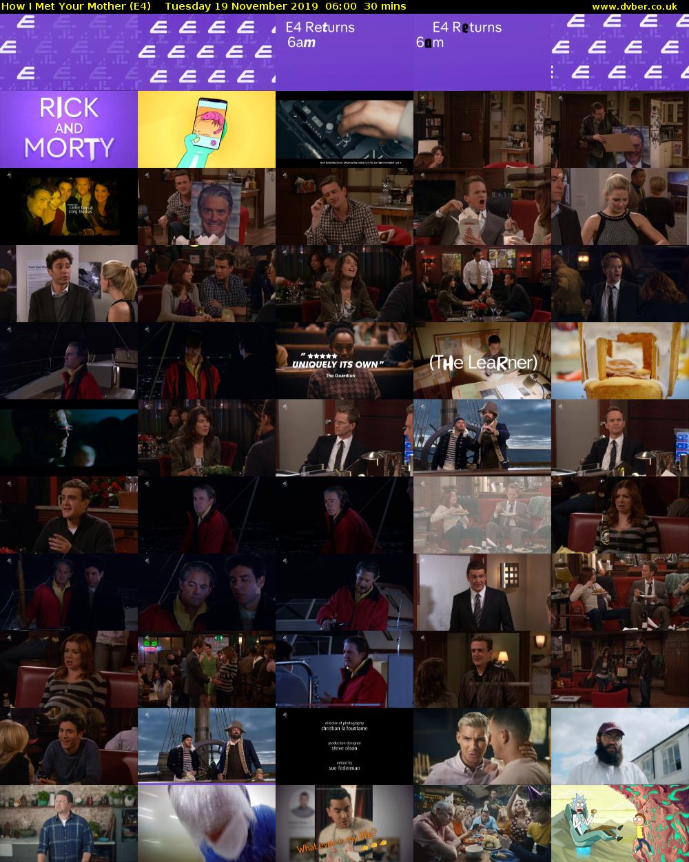 How I Met Your Mother (E4) Tuesday 19 November 2019 06:00 - 06:30