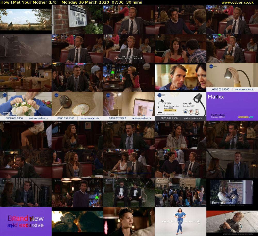 How I Met Your Mother (E4) Monday 30 March 2020 07:30 - 08:00