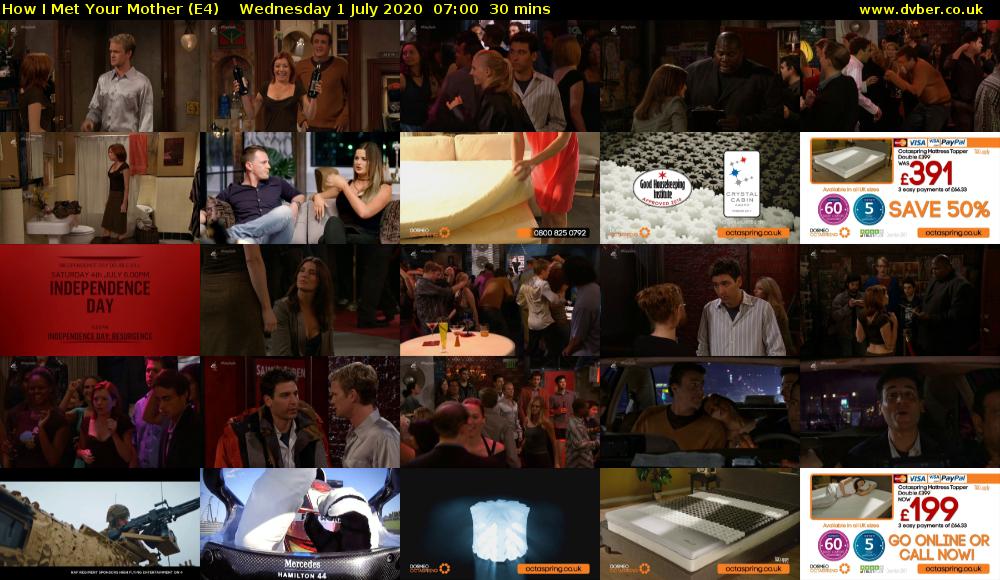 How I Met Your Mother (E4) Wednesday 1 July 2020 07:00 - 07:30