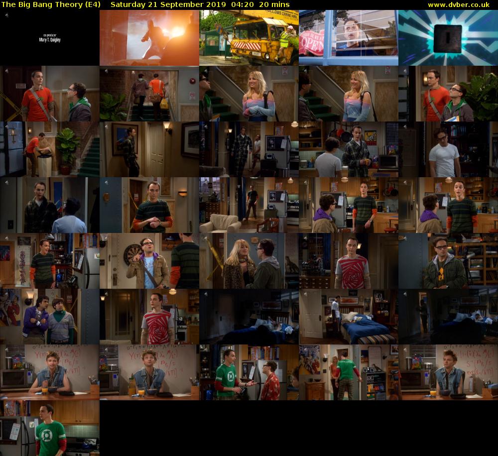 The Big Bang Theory (E4) Saturday 21 September 2019 04:20 - 04:40
