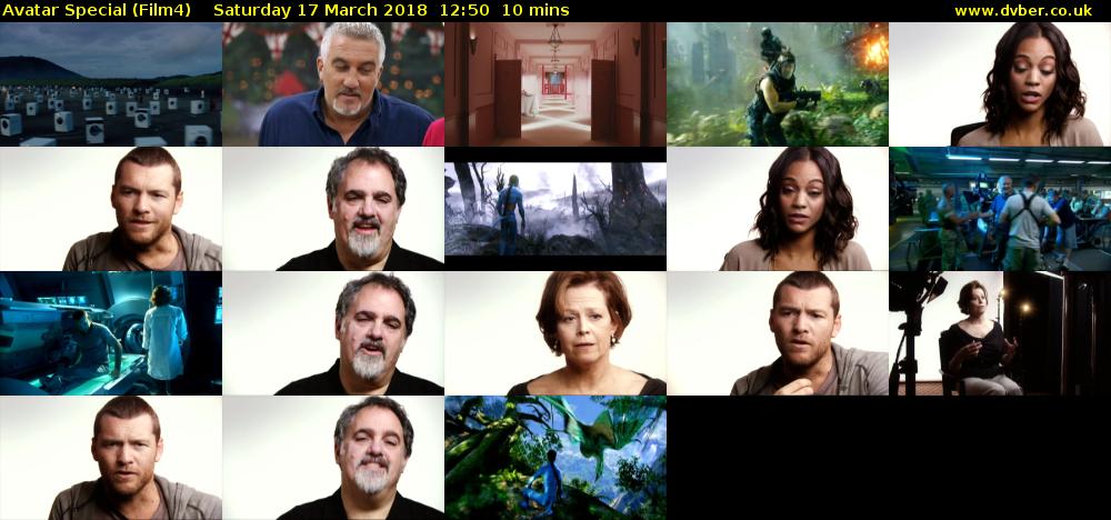 Avatar Special (Film4) Saturday 17 March 2018 12:50 - 13:00