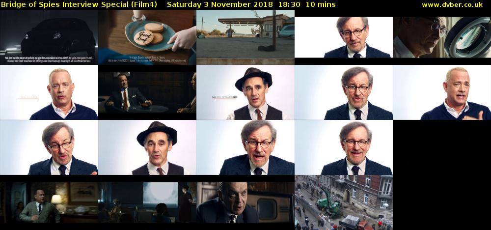 Bridge of Spies Interview Special (Film4) Saturday 3 November 2018 18:30 - 18:40