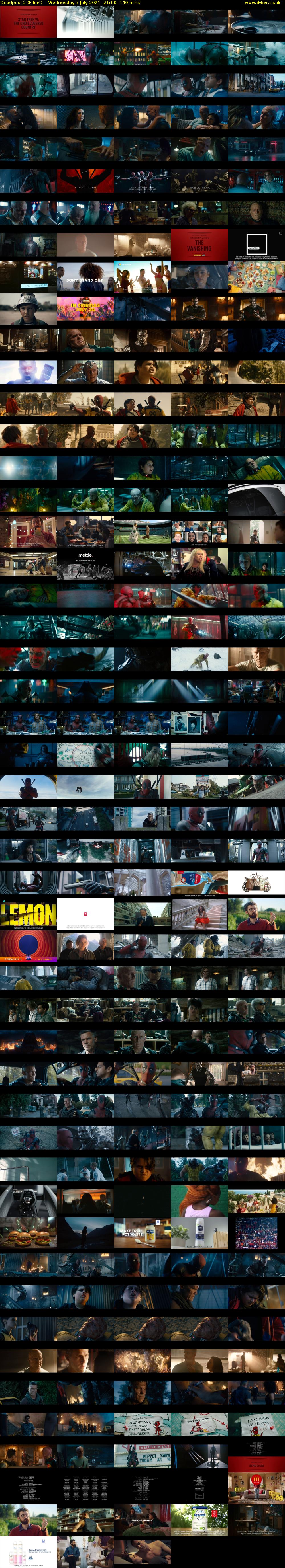 Deadpool 2 (Film4) Wednesday 7 July 2021 21:00 - 23:20
