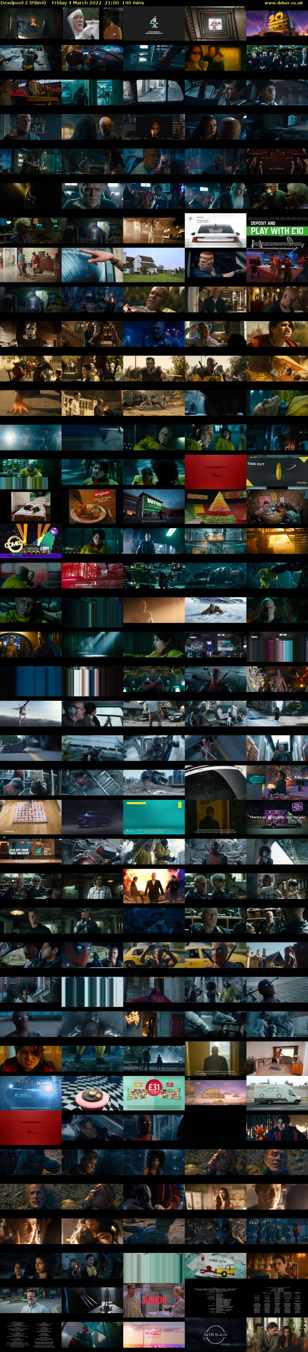Deadpool 2 (Film4) Friday 4 March 2022 21:00 - 23:20