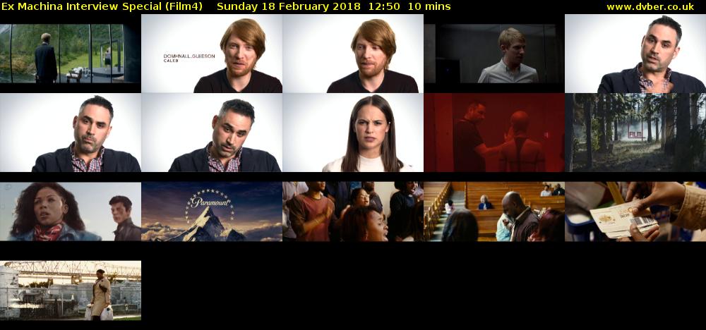 Ex Machina Interview Special (Film4) Sunday 18 February 2018 12:50 - 13:00