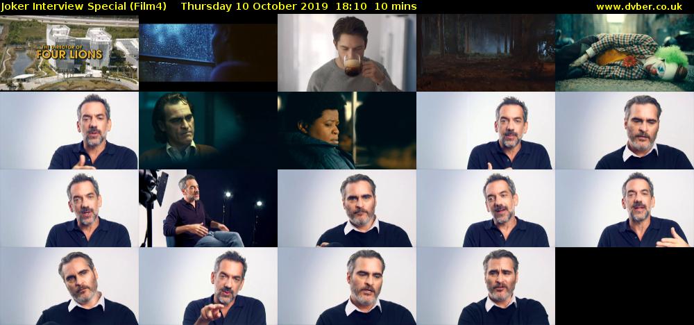 Joker Interview Special (Film4) Thursday 10 October 2019 18:10 - 18:20