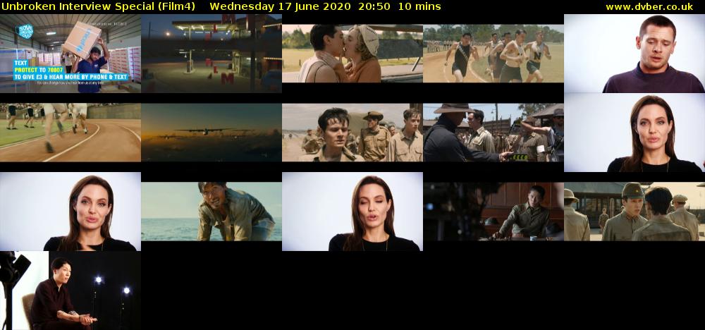 Unbroken Interview Special (Film4) Wednesday 17 June 2020 20:50 - 21:00