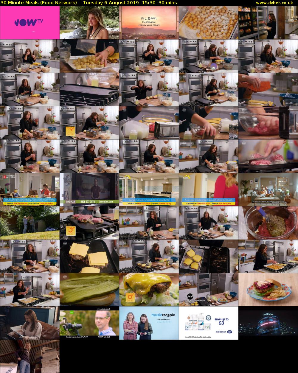 30 Minute Meals (Food Network) Tuesday 6 August 2019 15:30 - 16:00