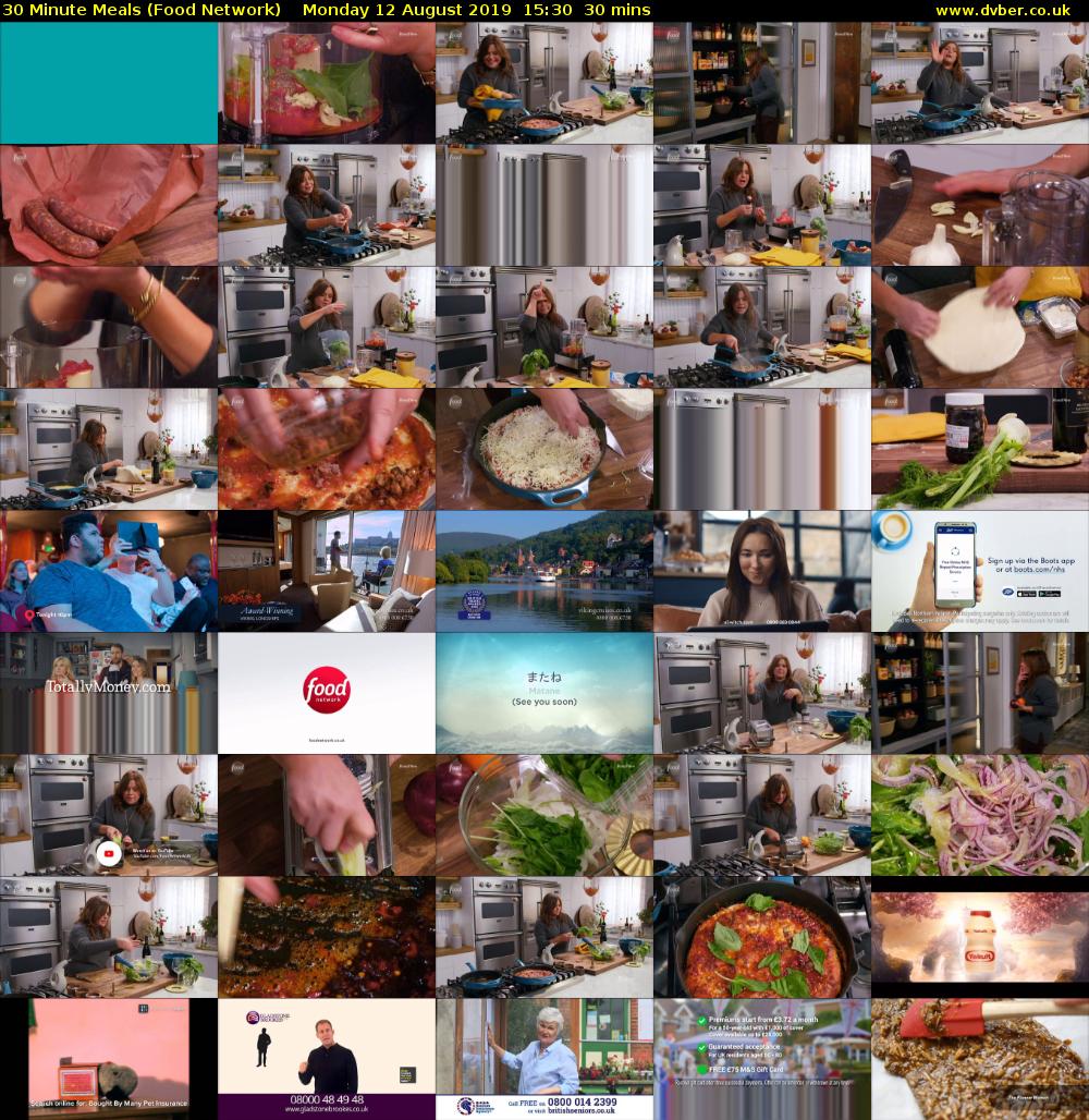 30 Minute Meals (Food Network) Monday 12 August 2019 15:30 - 16:00