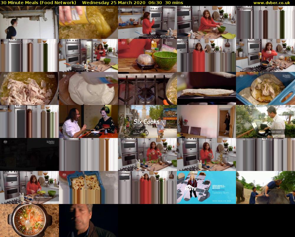 30 Minute Meals (Food Network) Wednesday 25 March 2020 06:30 - 07:00