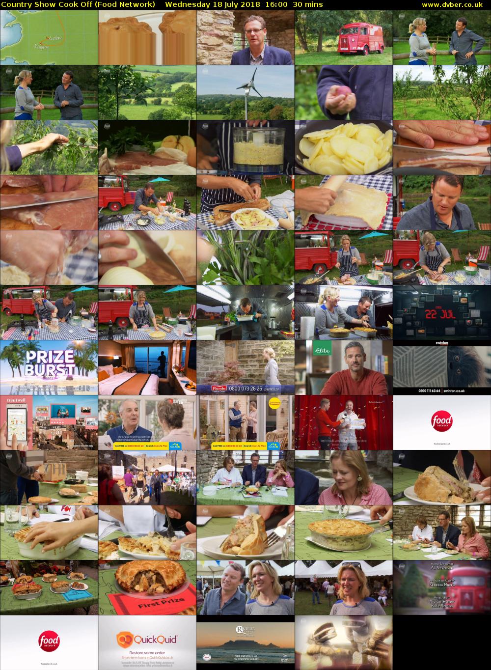 Country Show Cook Off (Food Network) Wednesday 18 July 2018 16:00 - 16:30