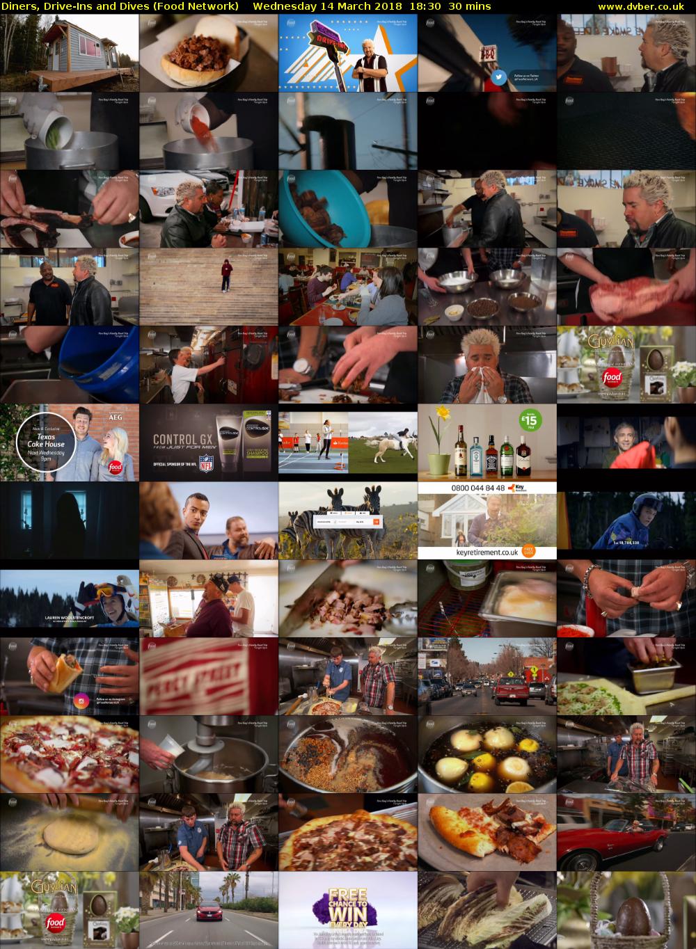 Diners, Drive-Ins and Dives (Food Network) Wednesday 14 March 2018 18:30 - 19:00