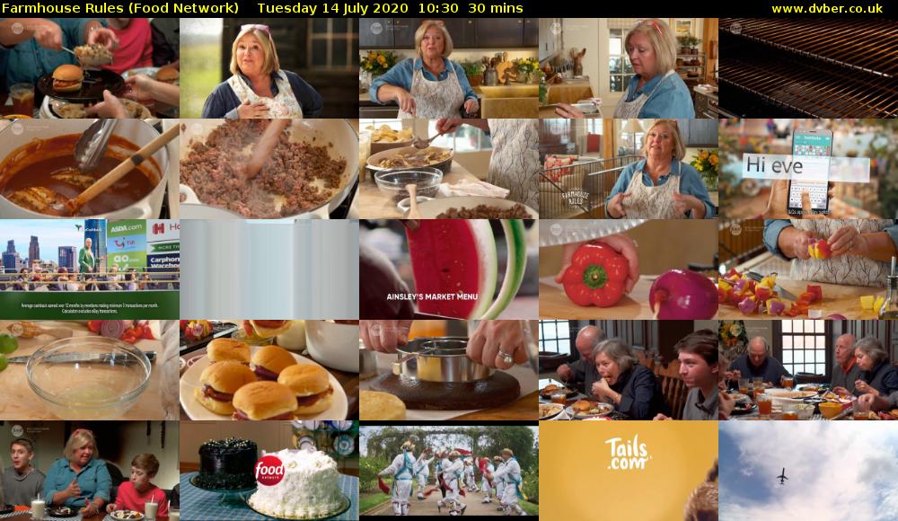 Farmhouse Rules (Food Network) Tuesday 14 July 2020 10:30 - 11:00