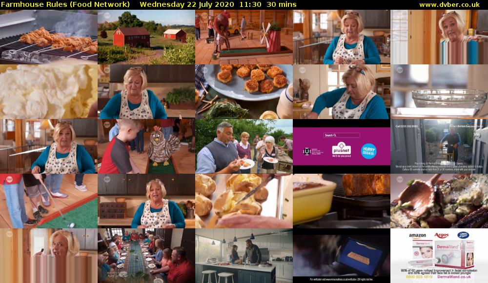 Farmhouse Rules (Food Network) Wednesday 22 July 2020 11:30 - 12:00