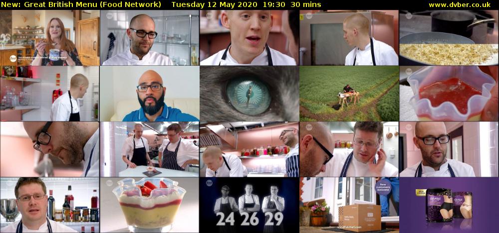 Great British Menu (Food Network) Tuesday 12 May 2020 19:30 - 20:00