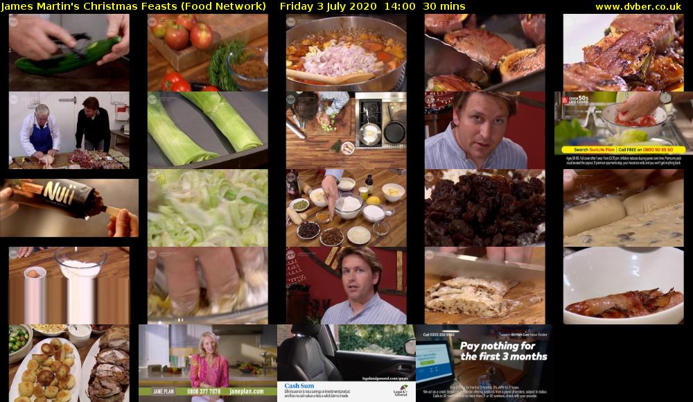 James Martin's Christmas Feasts (Food Network) Friday 3 July 2020 14:00 - 14:30