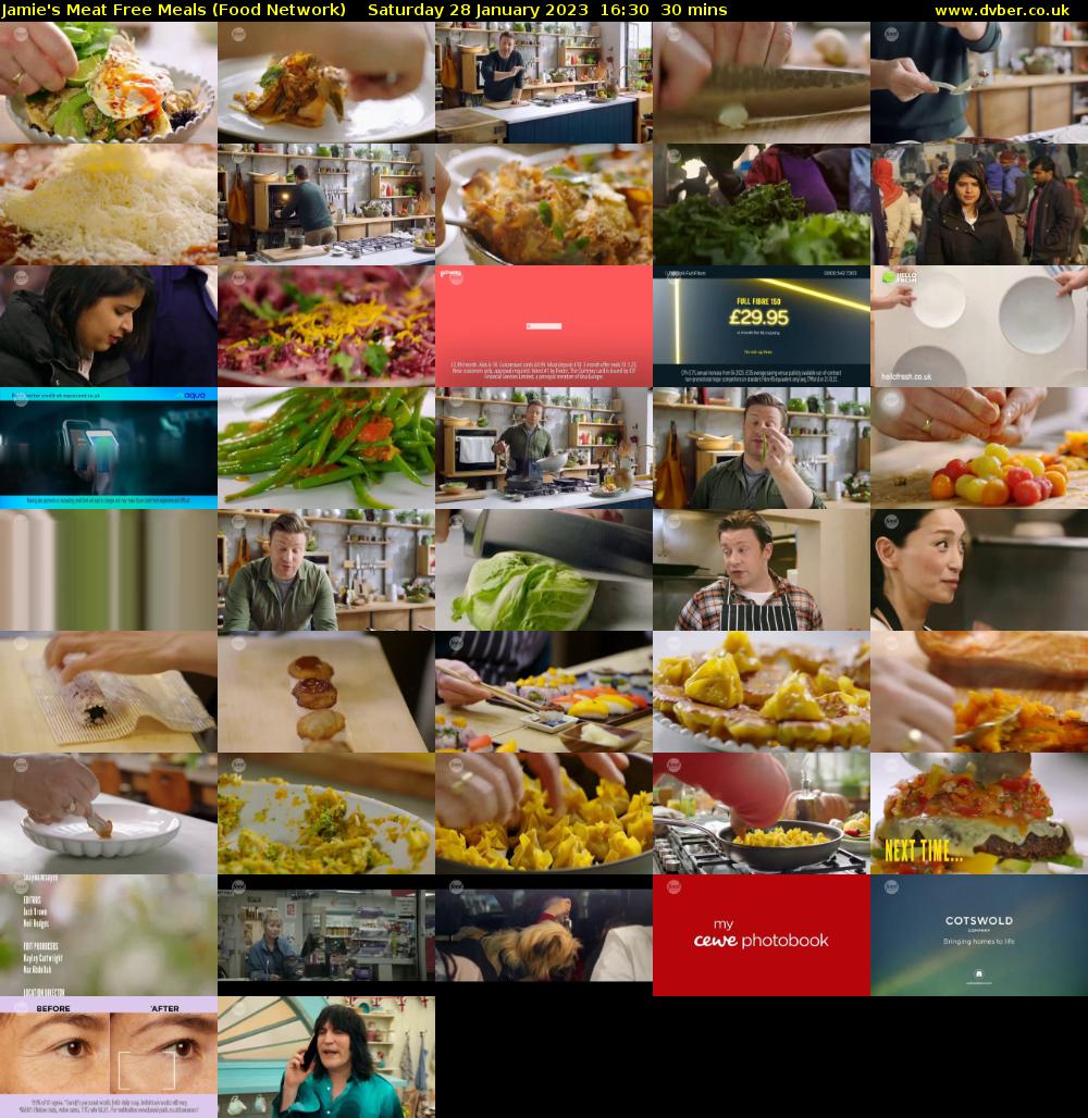 Jamie's Meat Free Meals (Food Network) Saturday 28 January 2023 16:30 - 17:00