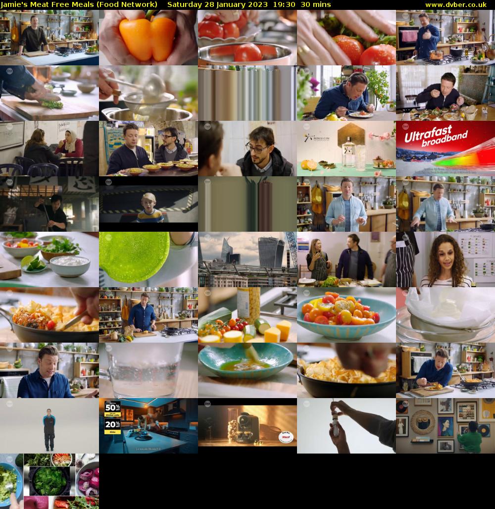 Jamie's Meat Free Meals (Food Network) Saturday 28 January 2023 19:30 - 20:00