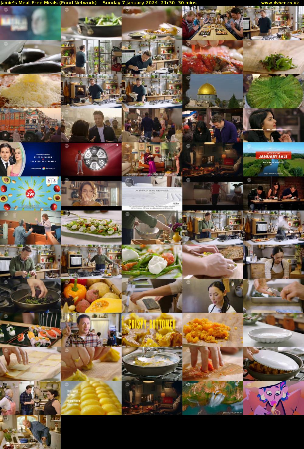Jamie's Meat Free Meals (Food Network) Sunday 7 January 2024 21:30 - 22:00