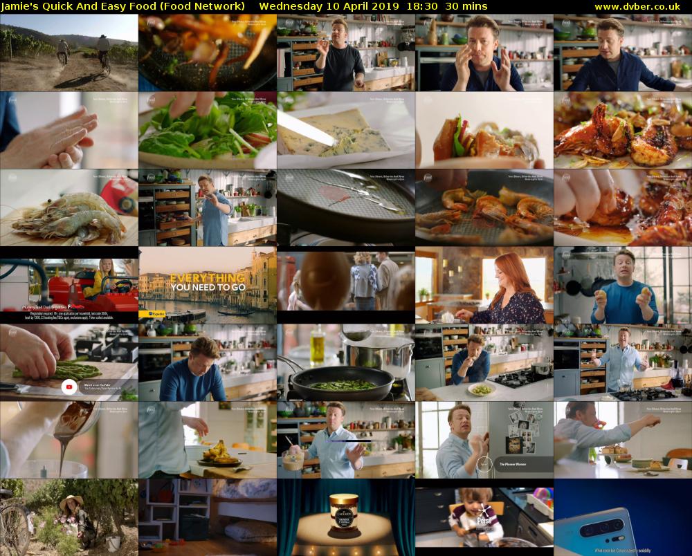 Jamie's Quick And Easy Food (Food Network) Wednesday 10 April 2019 18:30 - 19:00