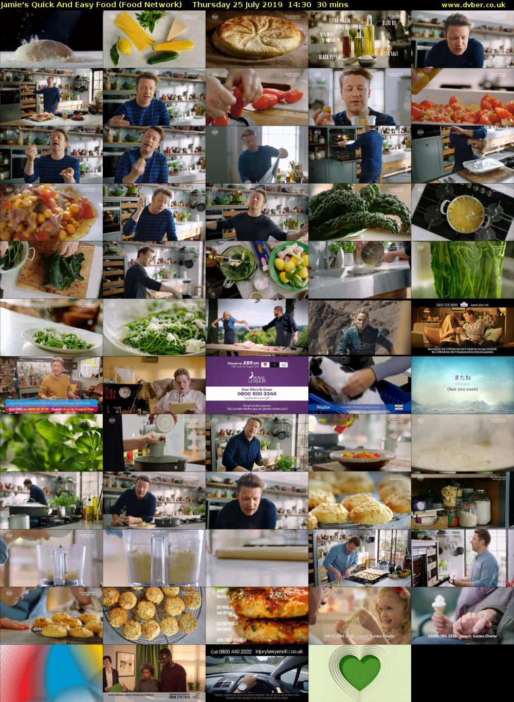 Jamie's Quick And Easy Food (Food Network) Thursday 25 July 2019 14:30 - 15:00