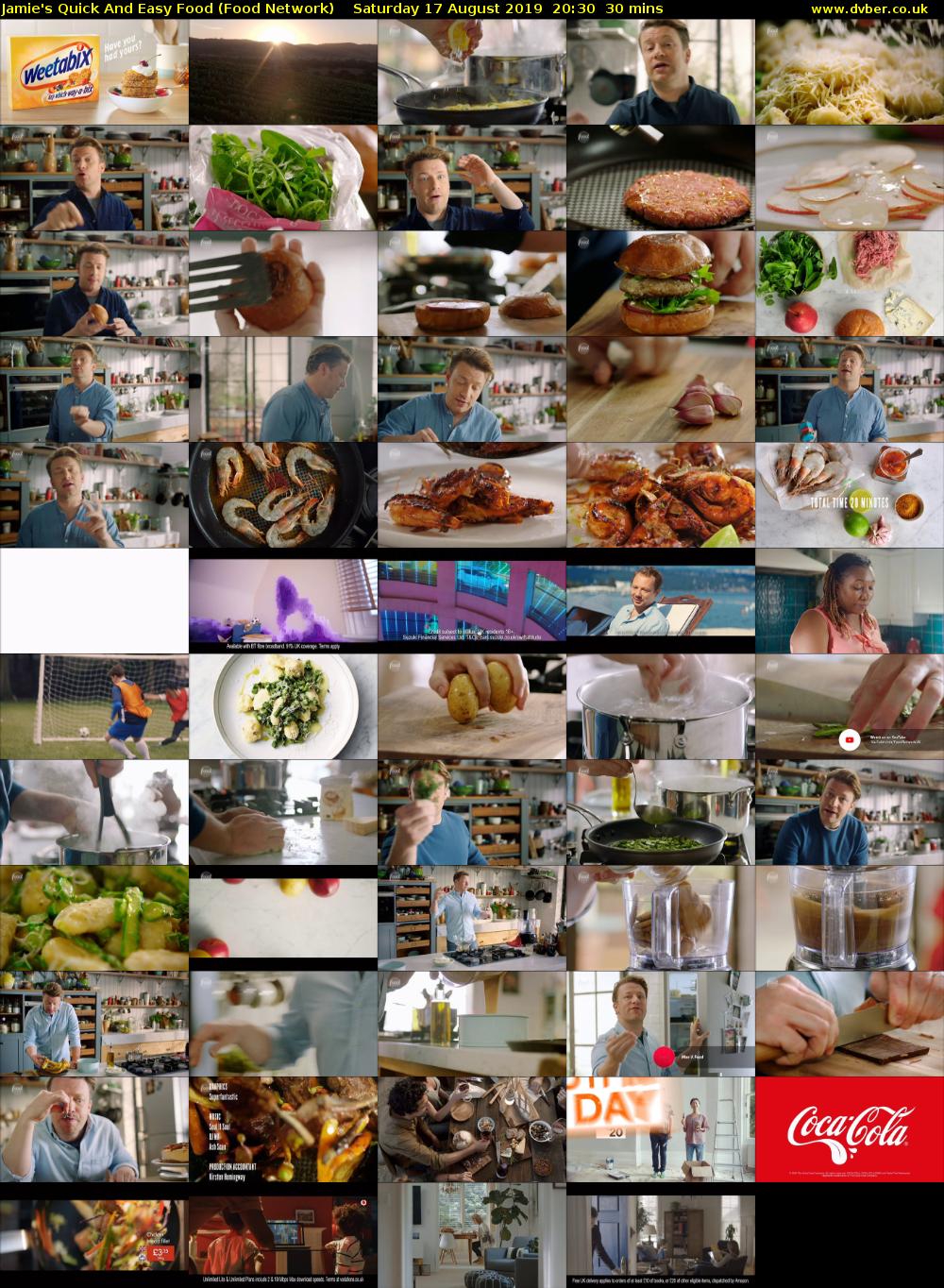 Jamie's Quick And Easy Food (Food Network) Saturday 17 August 2019 20:30 - 21:00