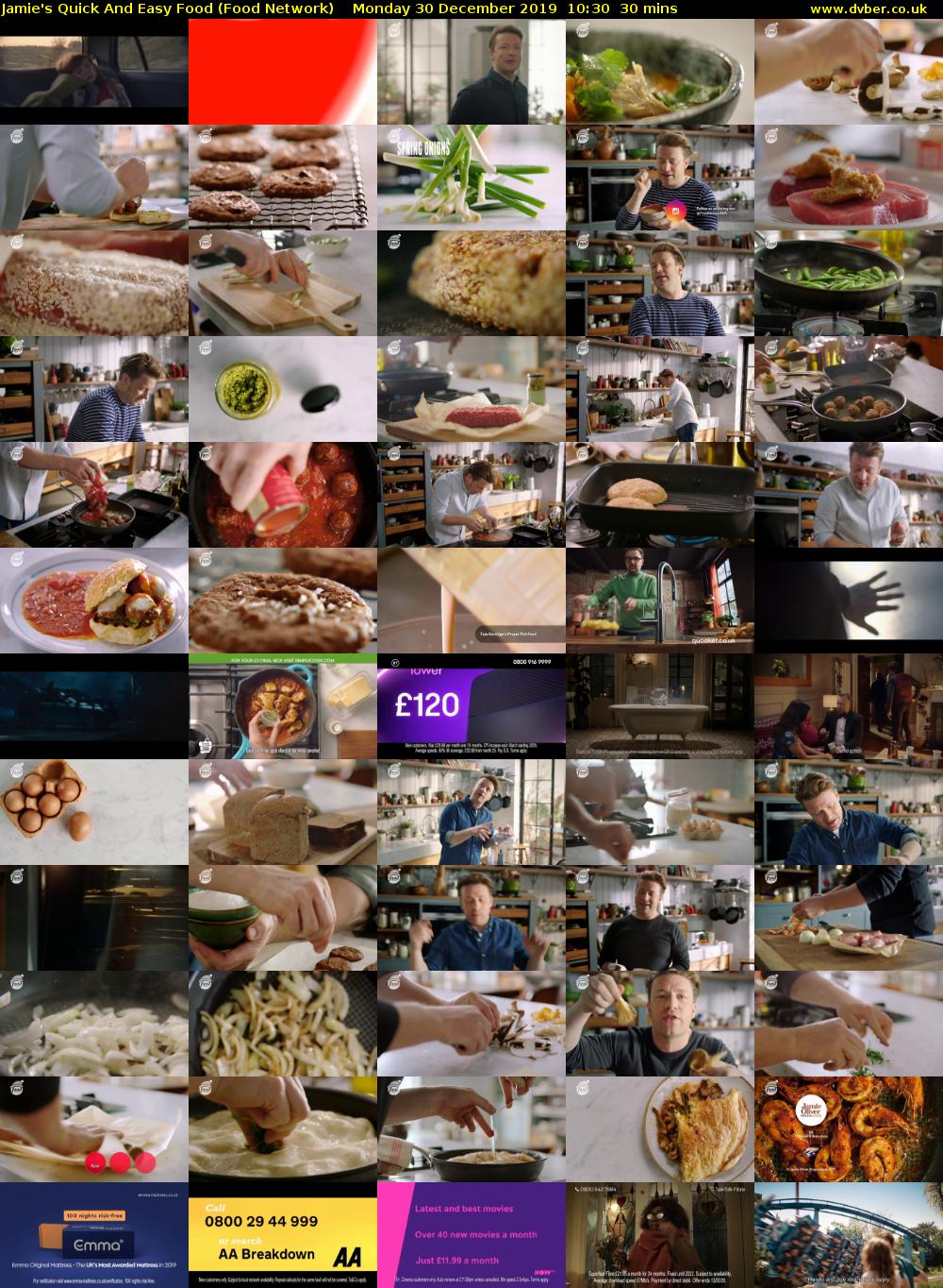 Jamie's Quick And Easy Food (Food Network) Monday 30 December 2019 10:30 - 11:00