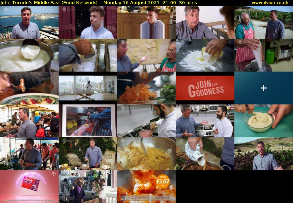 John Torode's Middle East (Food Network) Monday 16 August 2021 21:00 - 21:30