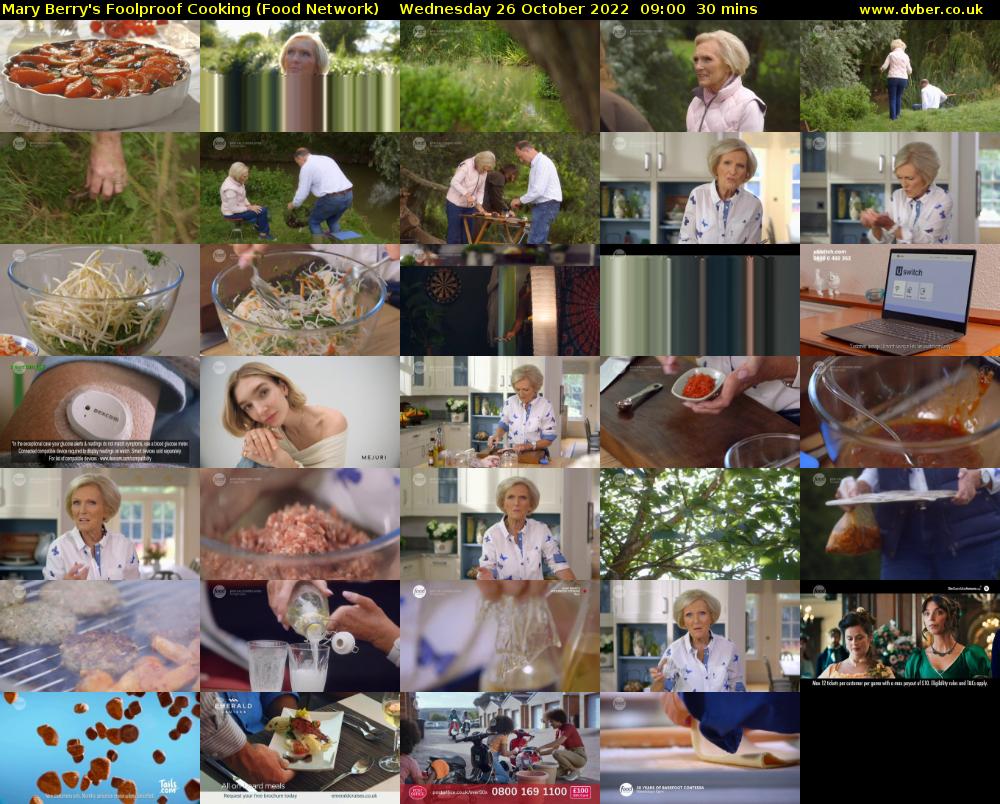 Mary Berry's Foolproof Cooking (Food Network) Wednesday 26 October 2022 09:00 - 09:30