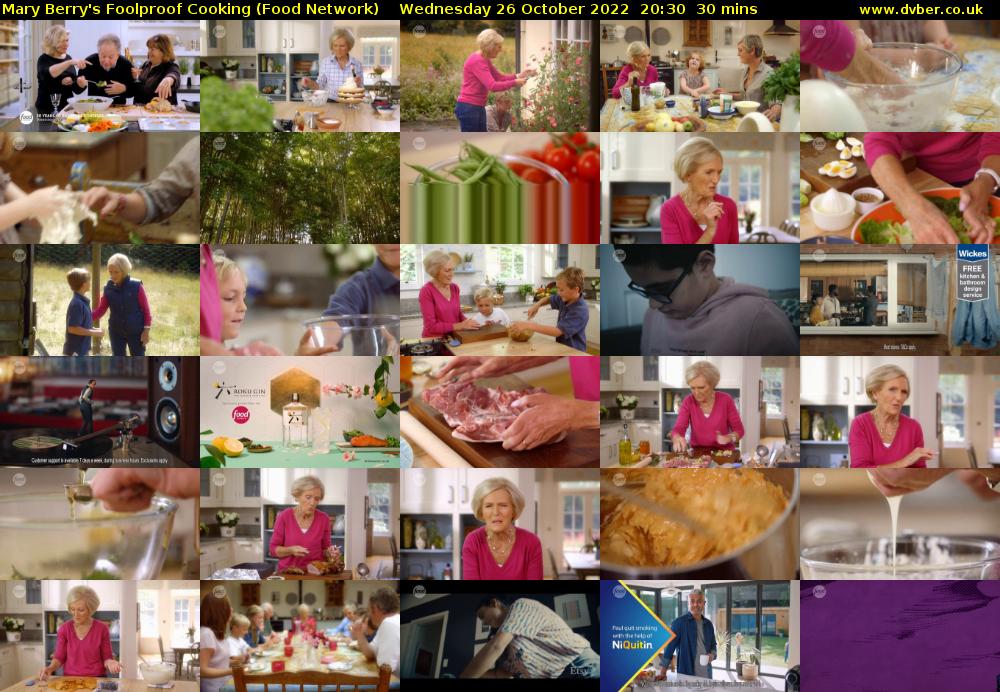 Mary Berry's Foolproof Cooking (Food Network) Wednesday 26 October 2022 20:30 - 21:00