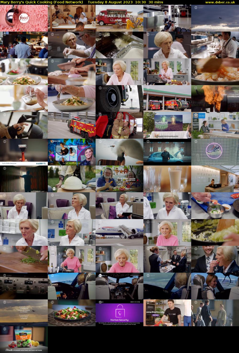 Mary Berry's Quick Cooking (Food Network) Tuesday 8 August 2023 10:30 - 11:00
