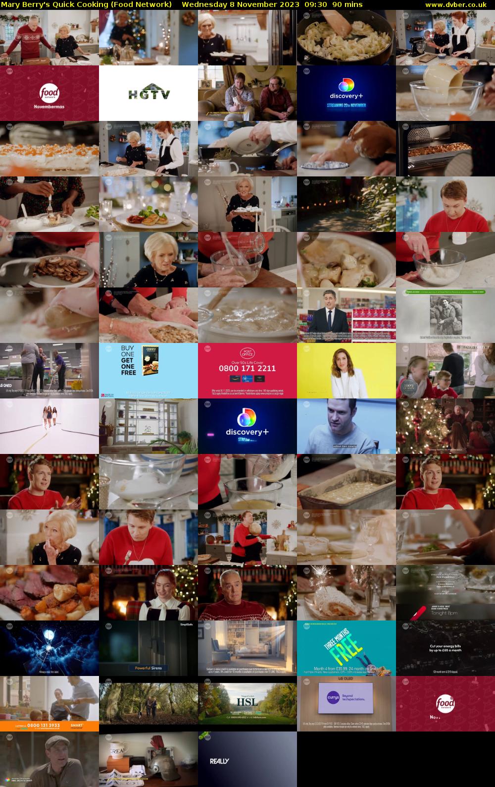 Mary Berry's Quick Cooking (Food Network) Wednesday 8 November 2023 09:30 - 11:00