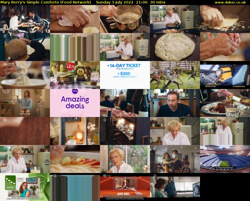 Mary Berry's Simple Comforts (Food Network) Sunday 3 July 2022 21:00 - 21:30