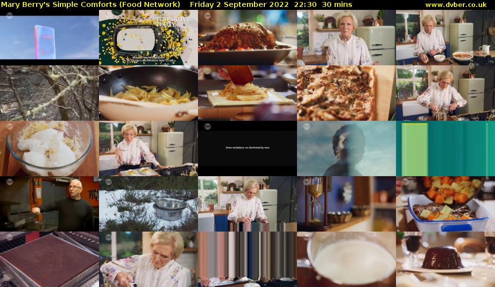 Mary Berry's Simple Comforts (Food Network) Friday 2 September 2022 22:30 - 23:00
