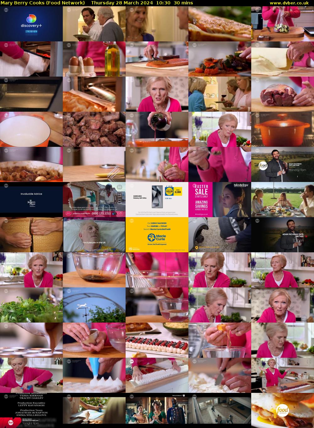 Mary Berry Cooks (Food Network) Thursday 28 March 2024 10:30 - 11:00