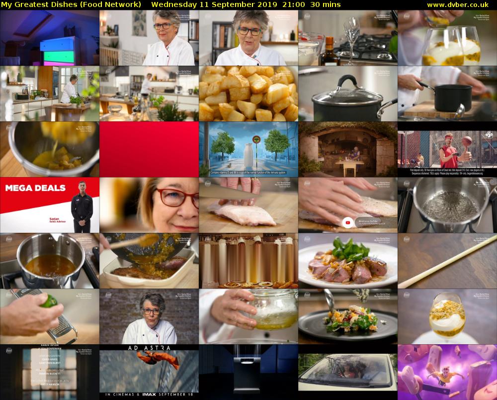 My Greatest Dishes (Food Network) Wednesday 11 September 2019 21:00 - 21:30