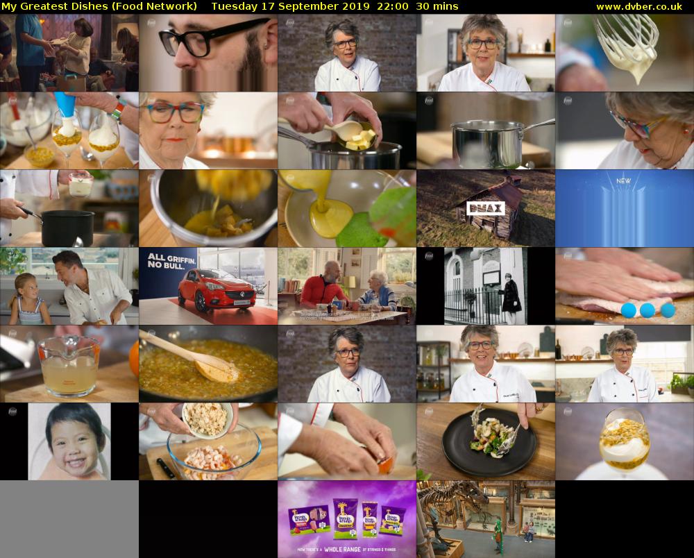 My Greatest Dishes (Food Network) Tuesday 17 September 2019 22:00 - 22:30