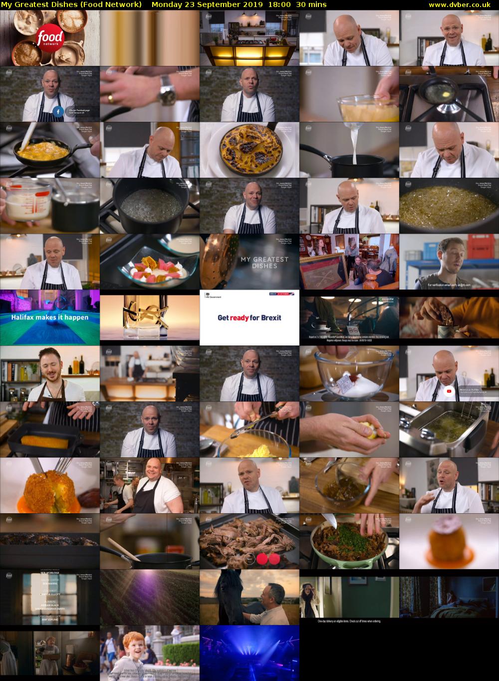 My Greatest Dishes (Food Network) Monday 23 September 2019 18:00 - 18:30