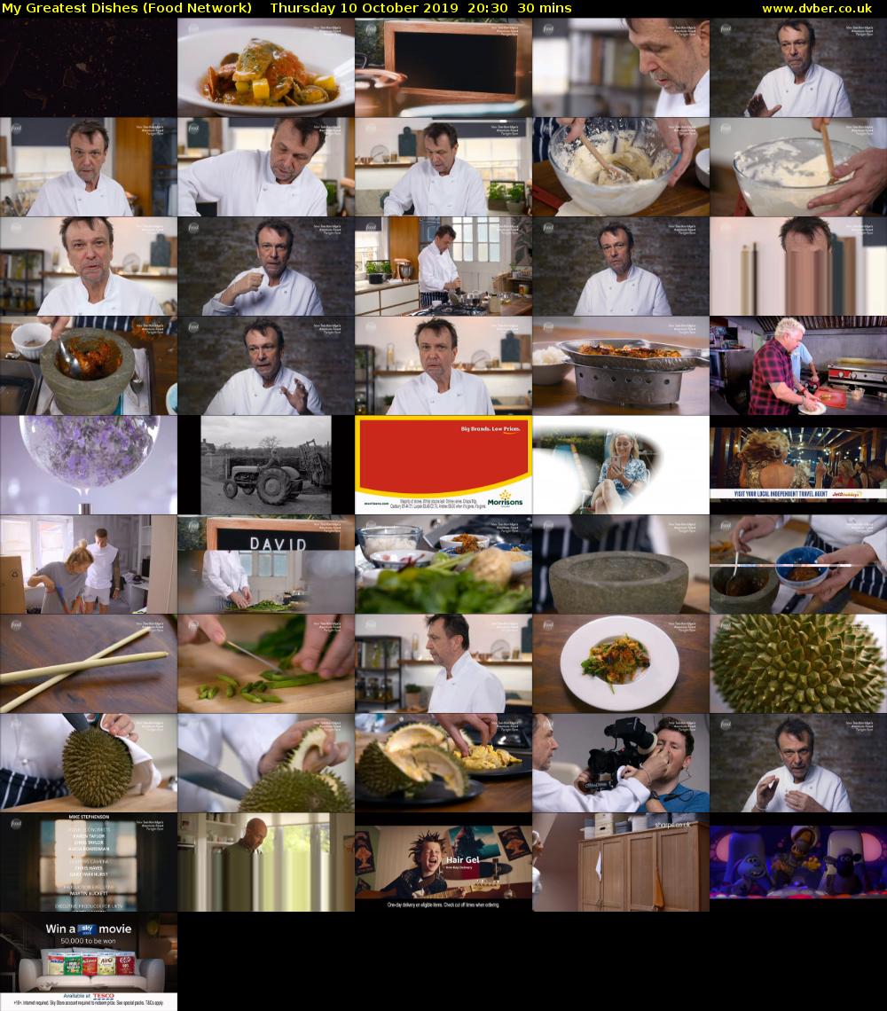 My Greatest Dishes (Food Network) Thursday 10 October 2019 20:30 - 21:00