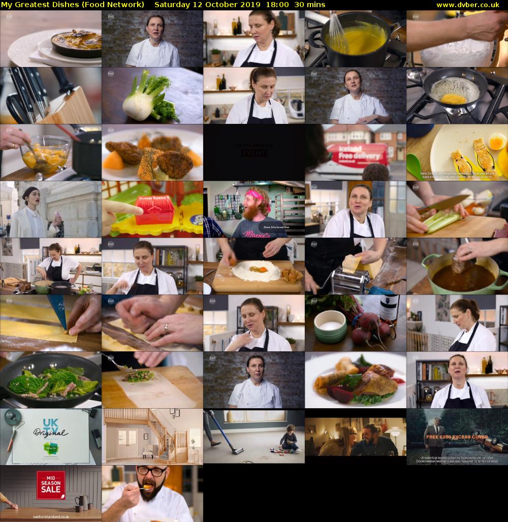 My Greatest Dishes (Food Network) Saturday 12 October 2019 18:00 - 18:30