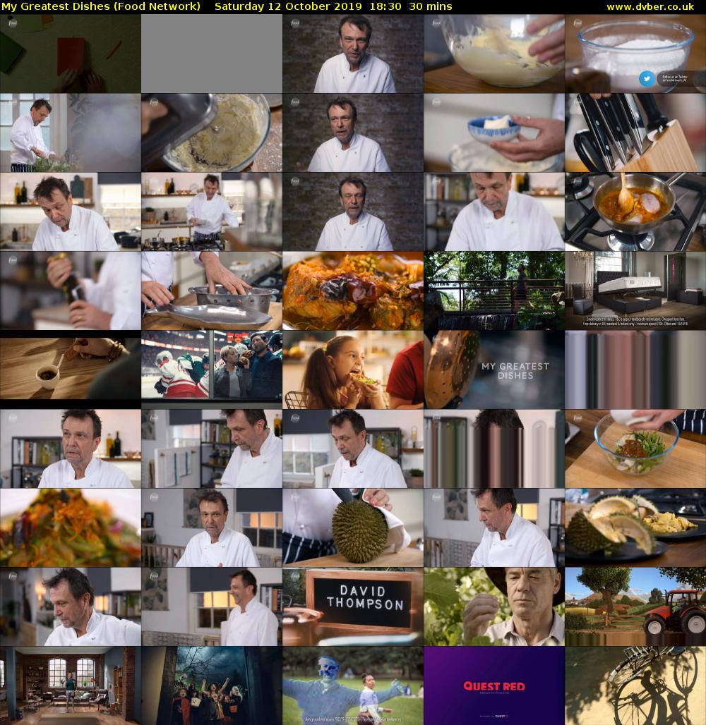 My Greatest Dishes (Food Network) Saturday 12 October 2019 18:30 - 19:00