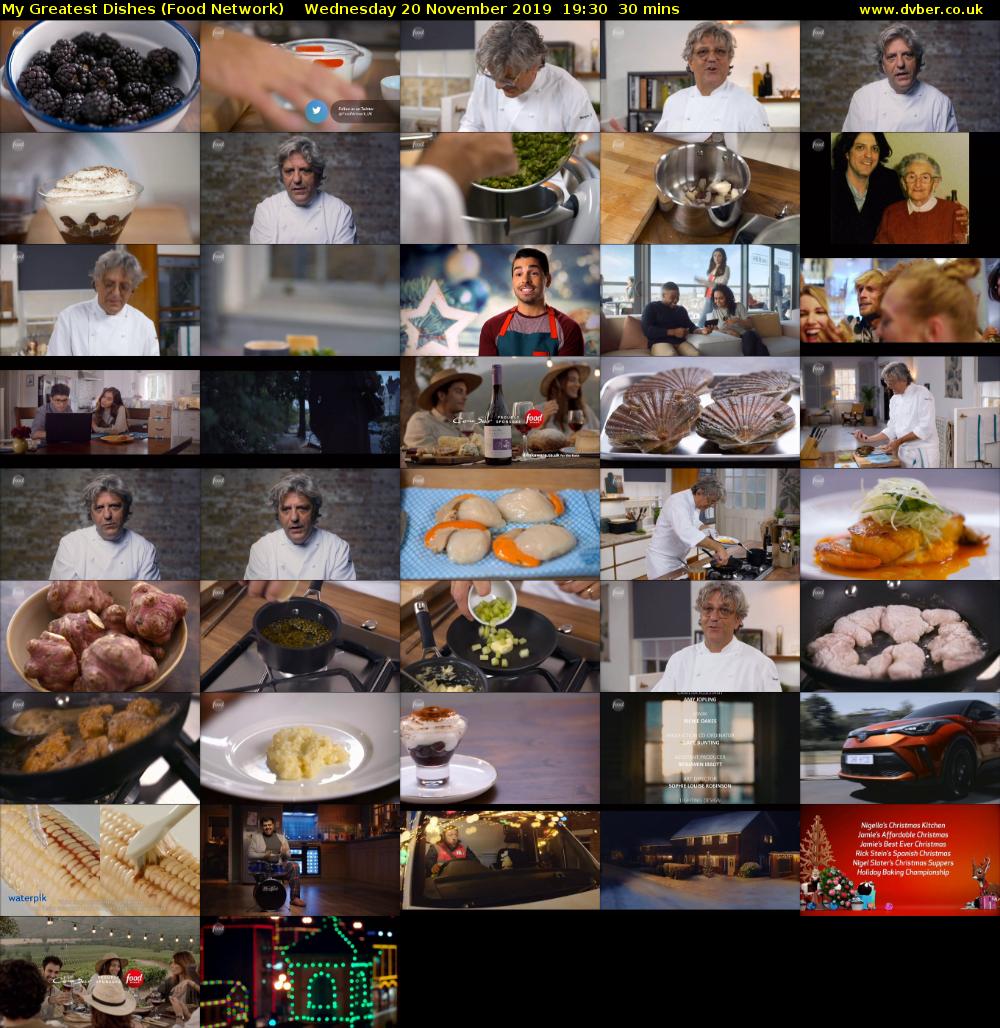 My Greatest Dishes (Food Network) Wednesday 20 November 2019 19:30 - 20:00