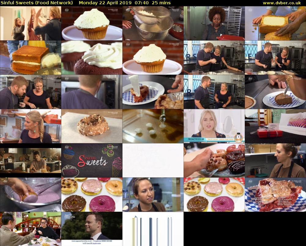 Sinful Sweets (Food Network) Monday 22 April 2019 07:40 - 08:05
