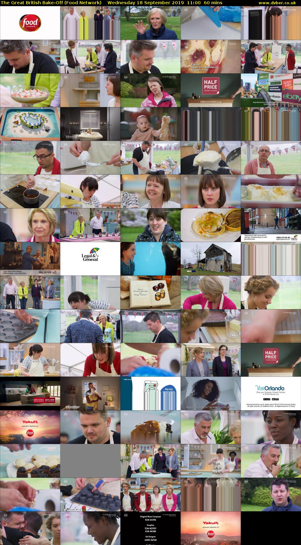 The Great British Bake-Off (Food Network) Wednesday 18 September 2019 11:00 - 12:00